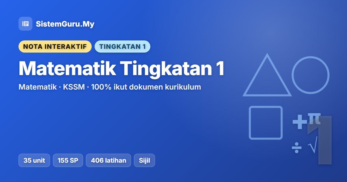 Nota Interaktif Matematik Tingkatan 1